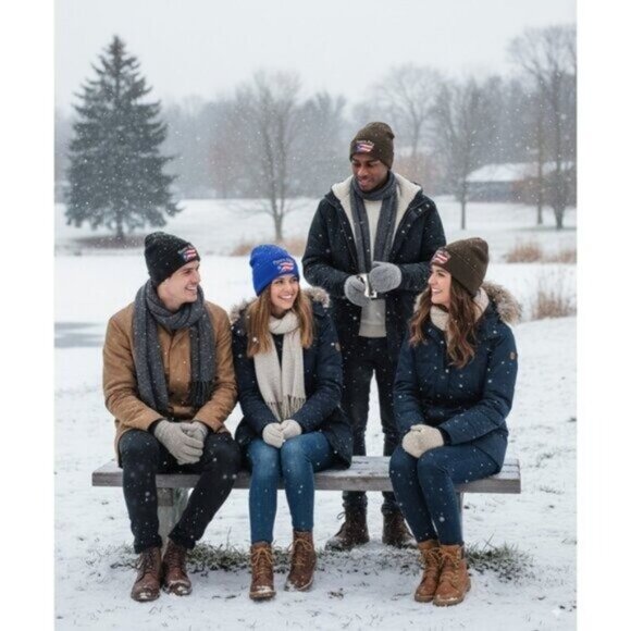 Puerto Rico Embroidered Skull Cap Beanie Winter Hat, Warm Lined, Brown, NWT - Picture 4 of 5